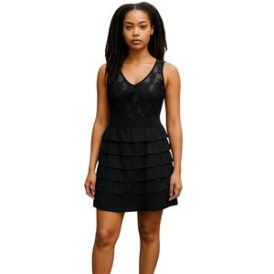 Black lace tiered cocktail dress by BeBop Sz Small